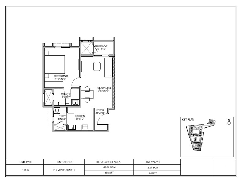 1 BHK Floor Plan